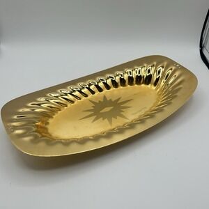 Forman 24K Gold Electro Plated MCM Gold Tone Oblong dish Platter 13 x 7